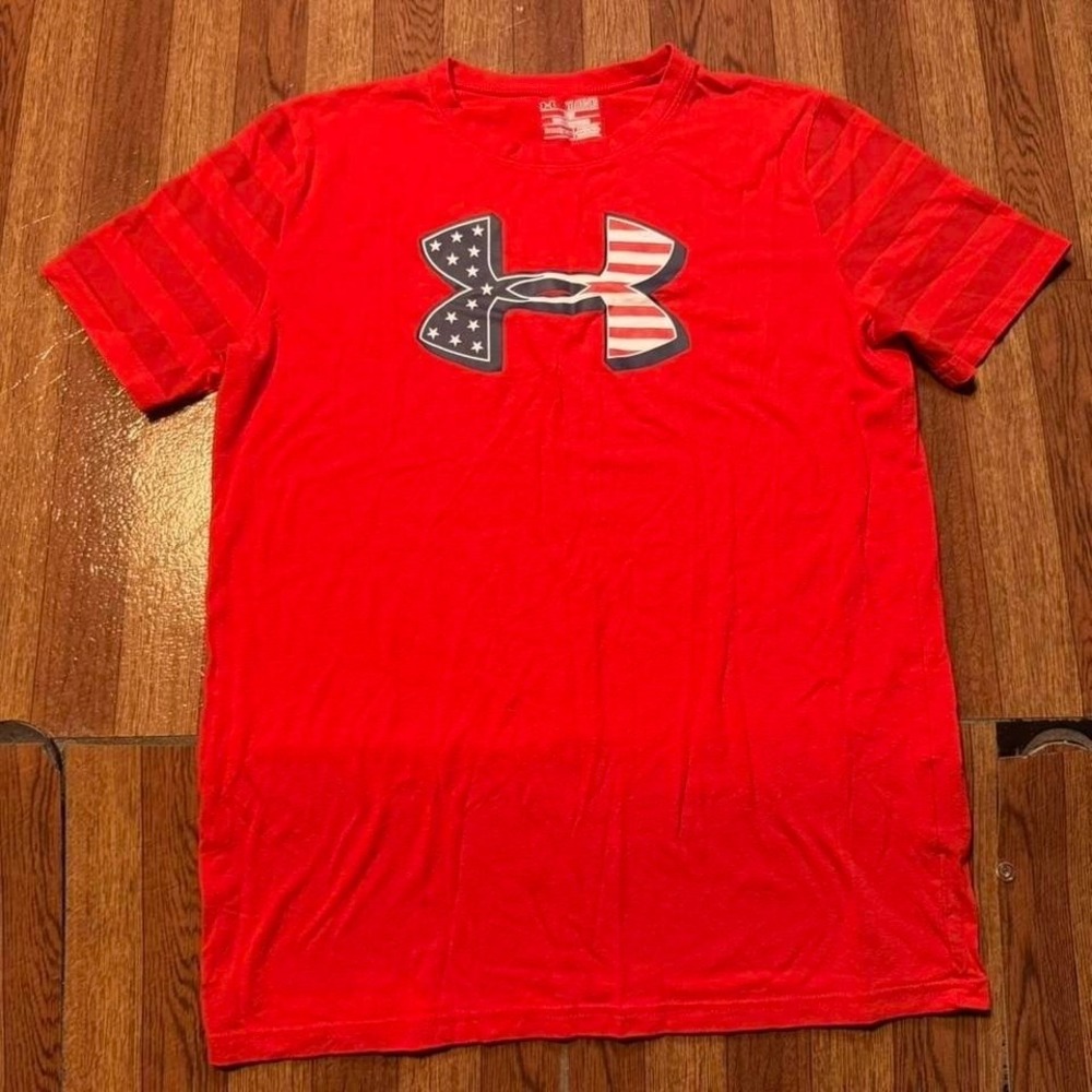 Under Armour Red Heat Tech USA Running Train Shirt Fits XS